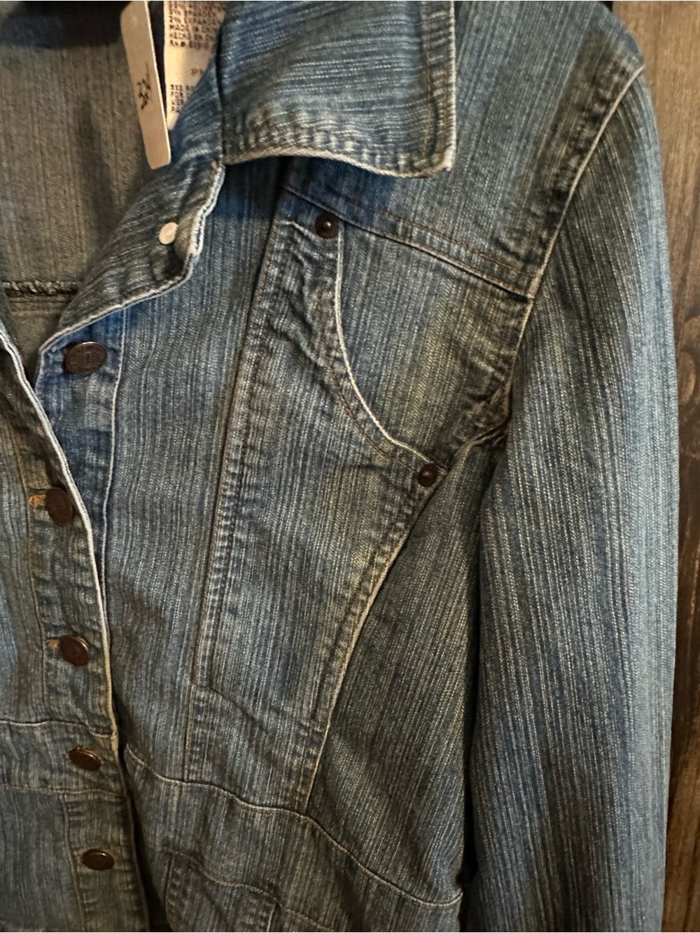 Bill Blass PM Women’s Cotton Blend Stretch Denim Jacket Blue Fitted Y2K - Picture 3 of 7